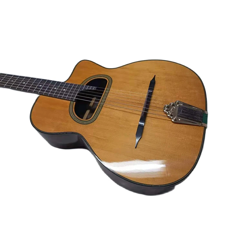 

41 Inch Solid Spruce Wood Top Black Django Acoustic Guitar Classic Head Orange High Gloss 6 Strings 24 Frets Folk Guitar
