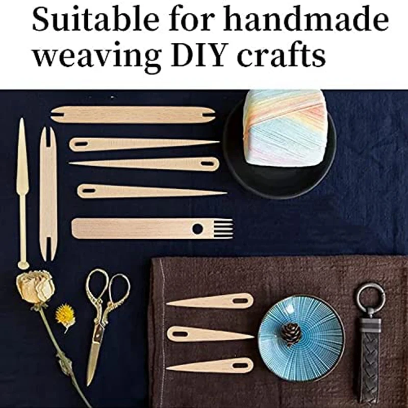 

Wood Hand Loom Stick Set,Weaving Loom Tools,Wooden Knitting Needles Crochet Needle Weaving Shuttle Stick for Tapestry
