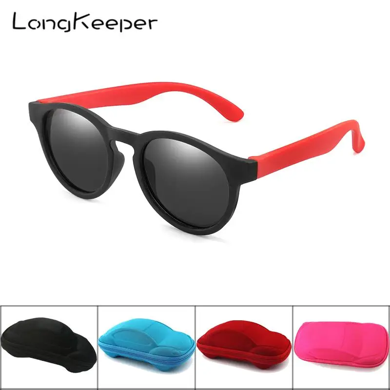 Детские солнцезащитные очки LongKeeper поляризационные TR90 силиконовые круглые UV400