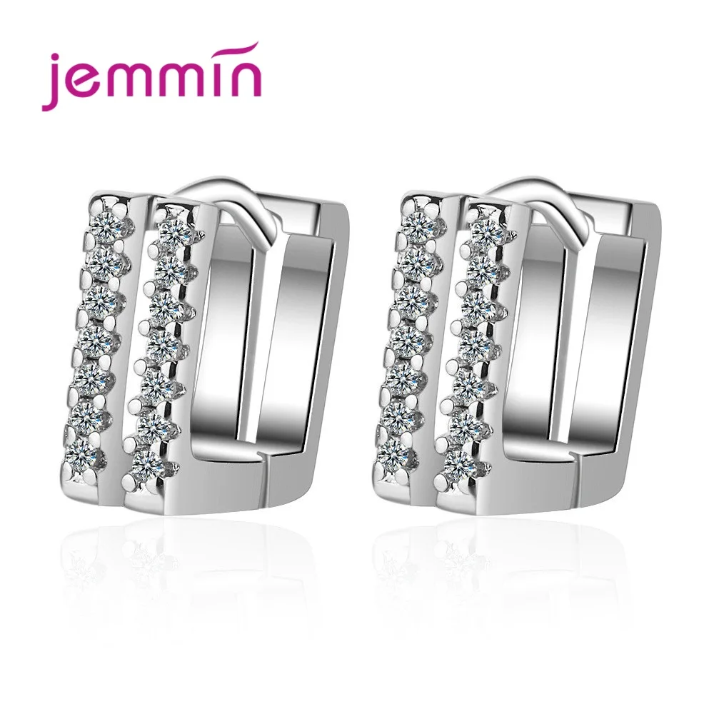 

Геометрические серьги из стерлингового серебра 925 пробы с кубическим цирконием женские темпераментные простые серьги-кольца для женщин юв...