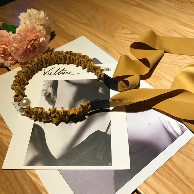 Женская атласная повязка для волос модная повседневная на голову с бантом и