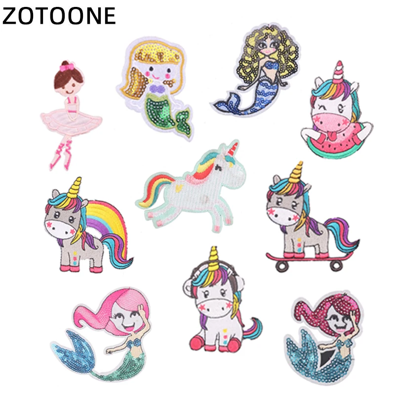 ZOTOONE 10 шт./лот случайные милые животные Единорог вышитые патчи для одежды
