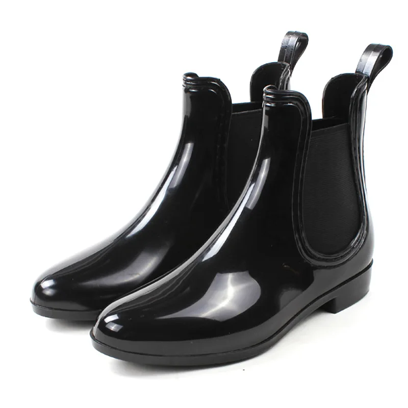 Women Fashion PVC Soft Elastic Band Rainboots Short Ankle Flat Heels Rain Boots Waterproof Water Shoes ghn5 | Обувь