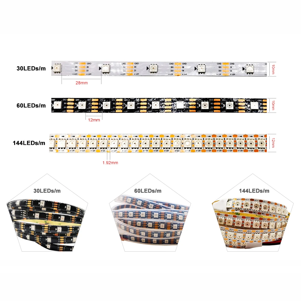 DC12V WS2815 (WS2812B/WS2813) умная Светодиодная лента индивидуально адресуемых полный Цвет
