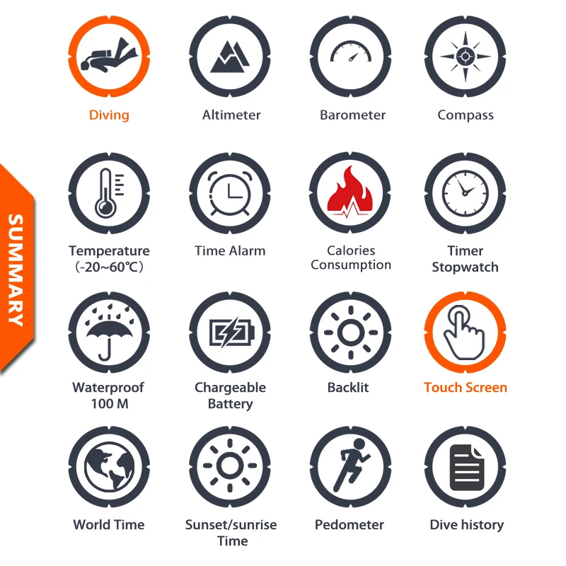 Мужские часы для ныряльщика водонепроницаемые 100 м умные цифровые спортивные
