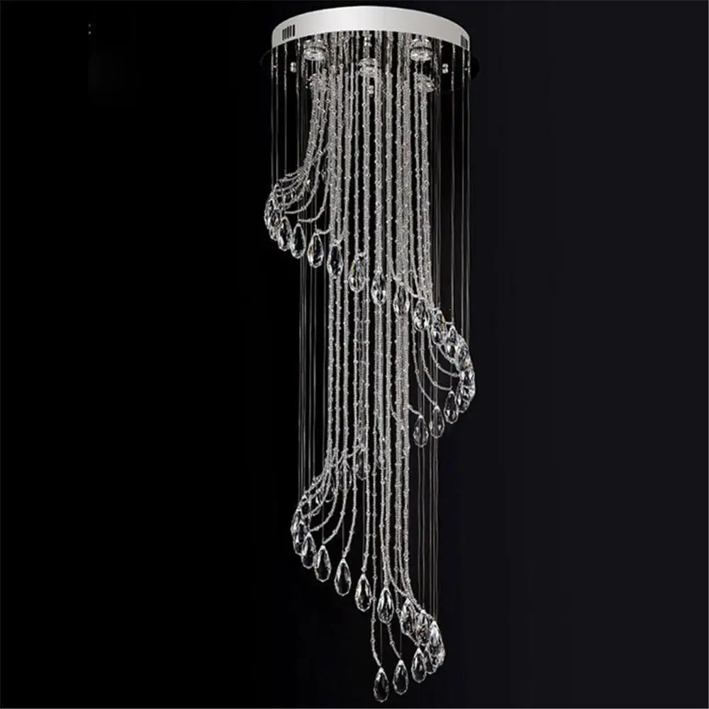 Fiyat D50 * H150cm Spiral Merdiven Avize Lamba Uzun Avize Modern Dubleks Villa Zemin Büyük Oturma Odası Kristal Avize