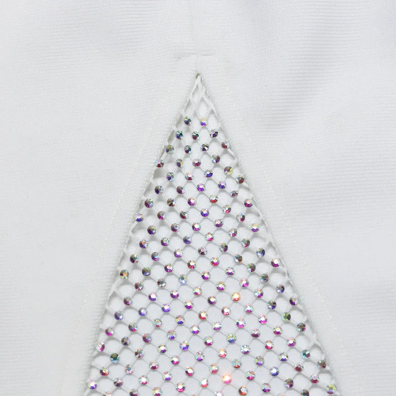 

Top Quality Autumn Winter Long Sleeve Women Bandage Dress Rhinestone Stitching Feather DesignCocktail Celebrity Dress White