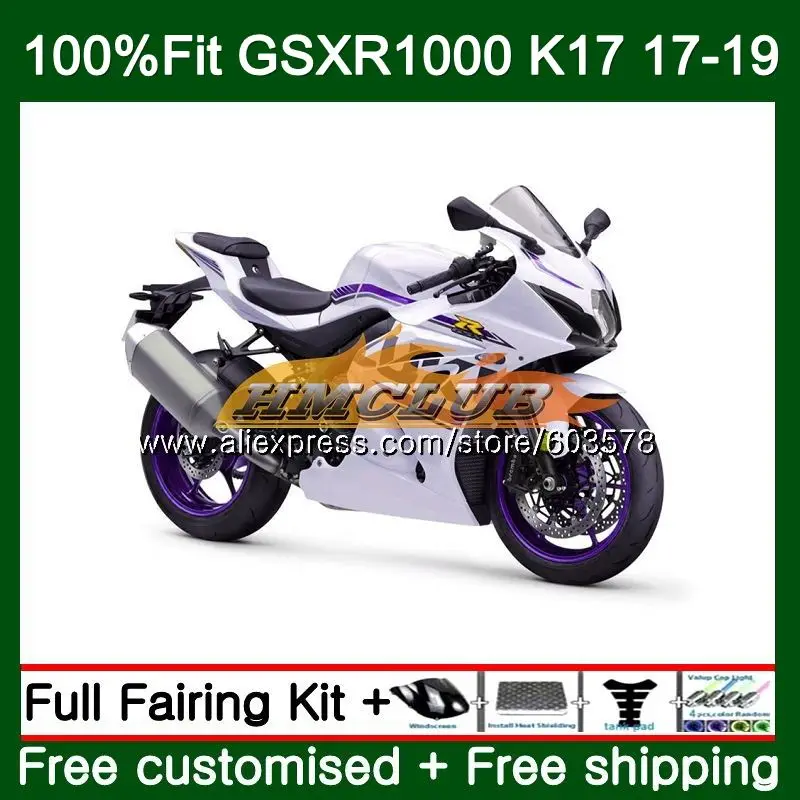 

Injection For SUZUKI GSXR 1000 CC GSX R1000 17 18 19 Purple white 15CL.30 L7 L8 GSXR-1000 K17 GSXR1000 2017 2018 2019 Fairings