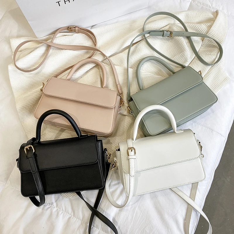 

Сумка кросс-боди Женская с откидной крышкой, портфель кожаный простого дизайна, однотонный белый саквояж на плечо