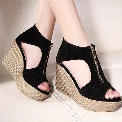 2017 hot Style Sandals Women Shoes Woman Summer Platform Wedges Vintage High Heels Open Toe Zippers Sandalias Zapatos Mujer a008 | Обувь