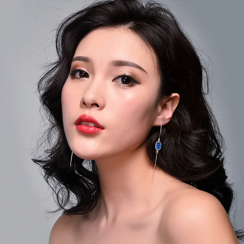 Серьги подвески с имитацией кристаллов 71|Серьги-подвески| |