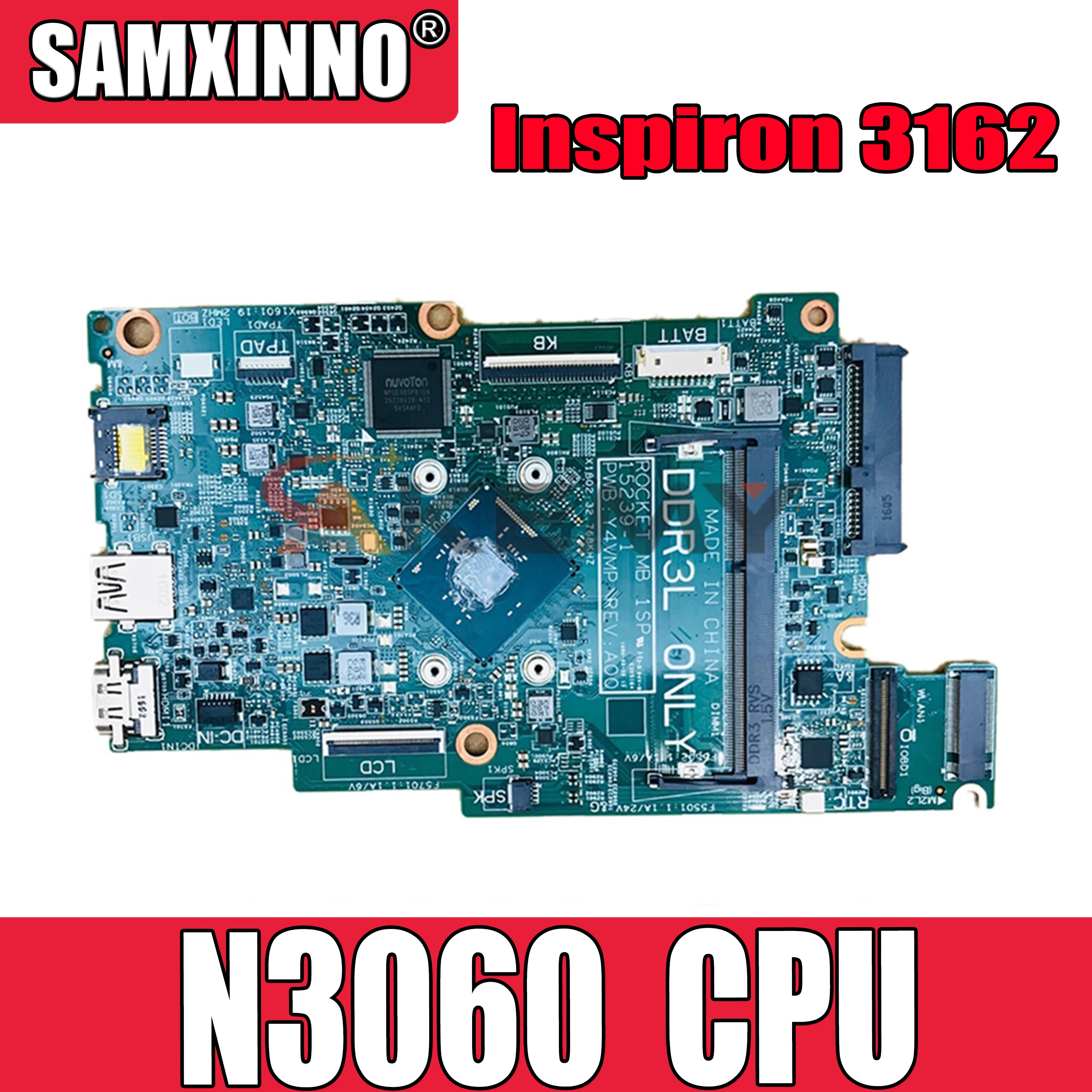 

Original Laptop motherboard For DELL Inspiron 3162 Core Celeron N3060 Mainboard CN-0P75YT 0P75YT 15239-1 SR2KN
