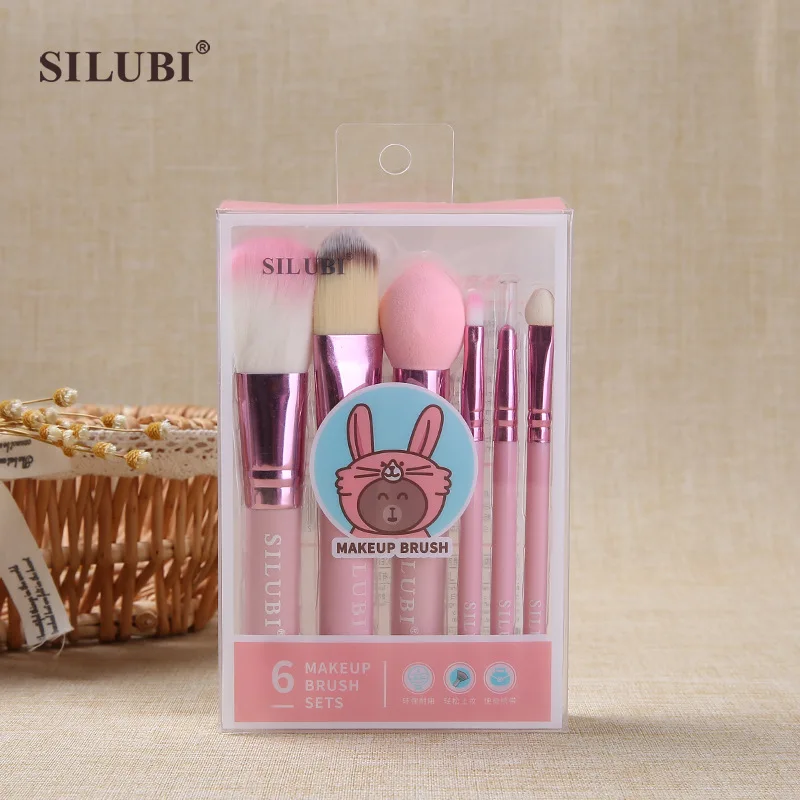 Портативный 6 шт набор кистей для макияжа губ Румяна Тени век кисти новички S320| |