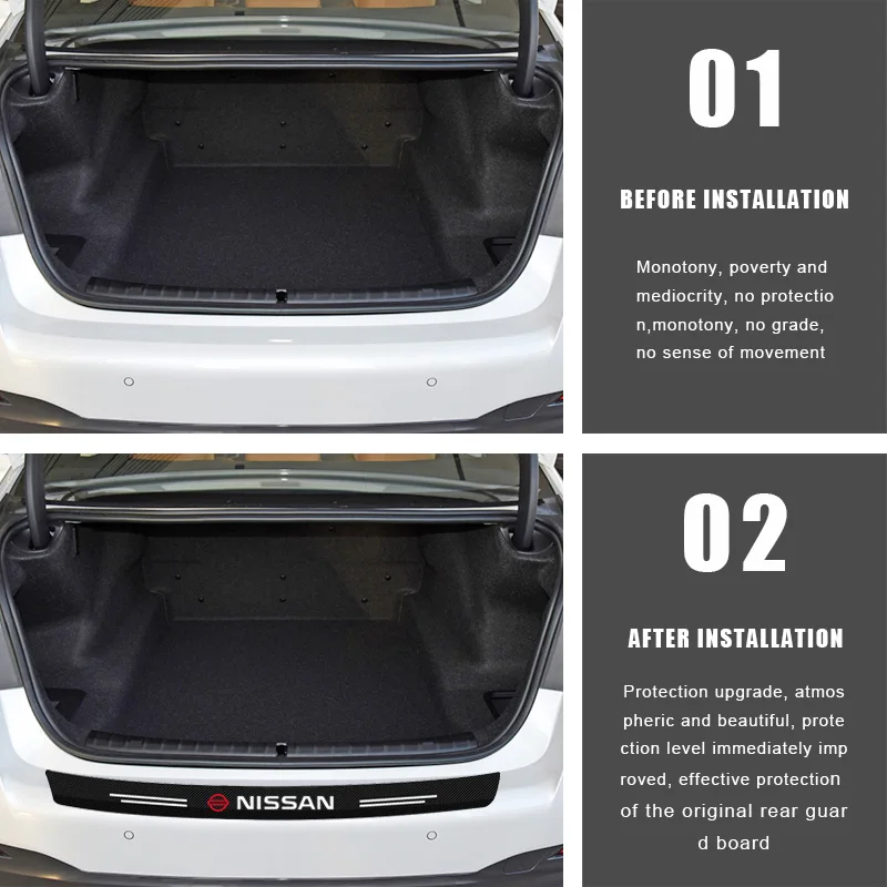 1pcs Carbon Fiber Film Car Trunk Rear Guard Plate Sticker for Nissans Qashqai X J10 J11 Trail Tiida Juke Auto Accessories | Автомобили и