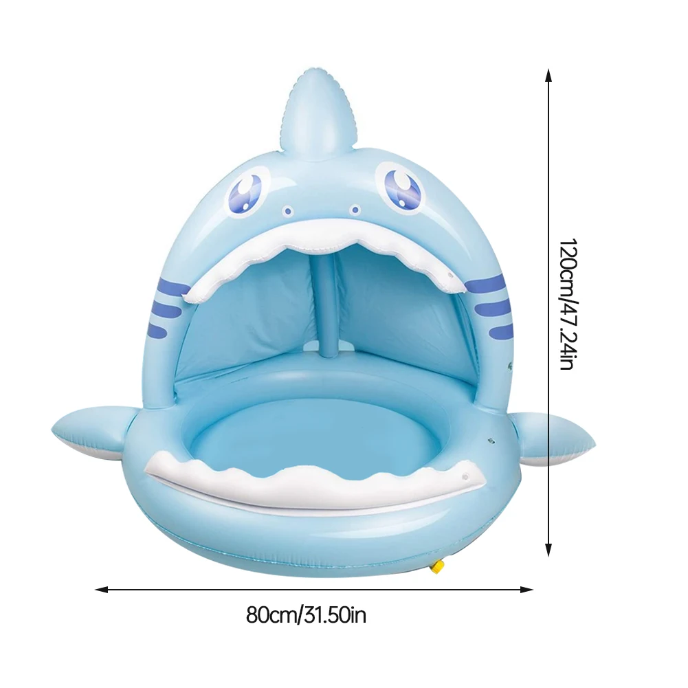 

Inflatable Baby Pool With Sunshade Portable Shark Splash Toddler Swimming Pool Paddling Play Kids Bathtub Outdoor Sport Play Toy