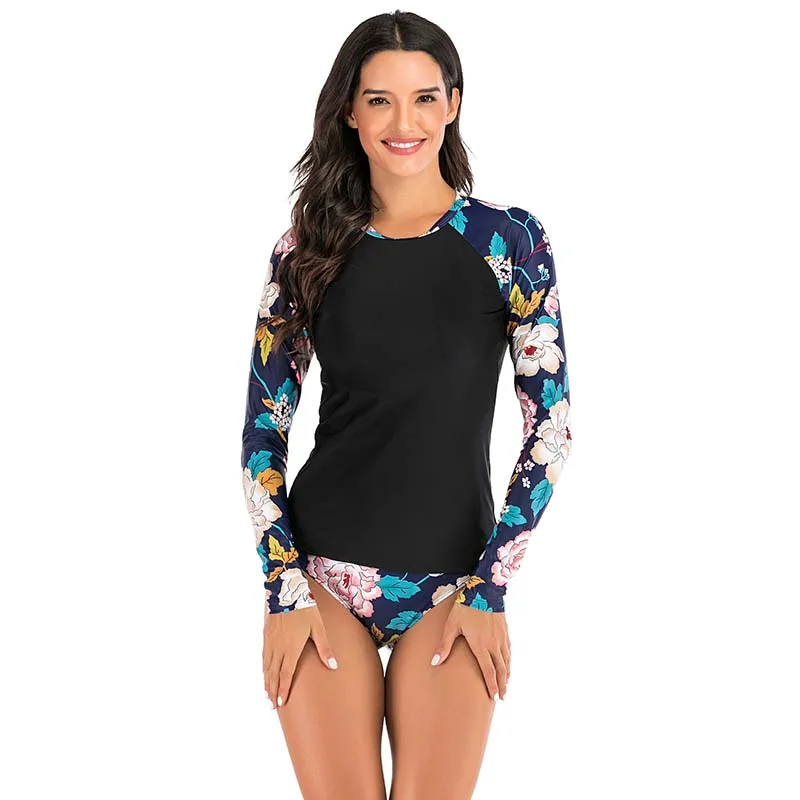 Новинка танкини Рашгард верх с бикини низ купальник для женщин 2020 два предмета