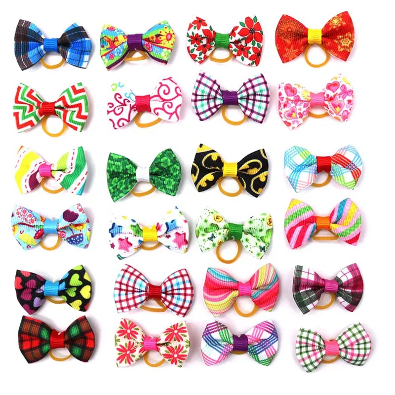

Dog Grooming Bows Mixed colours Cat dog Hair Bows Small Pog Grooming Accessories Dog Hair Rubber Bands Pet Supplier 20pcs