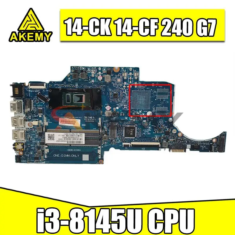 

For HP 14-CK 14-CF 14-CR 240 G7 Laptop Motherboard With i3-8145U DDR4 6050A3024001-MB Full Tested