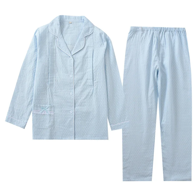 

2020 New Confinement Clothing Spring And Autumn Maternal Home Nursing Clothes Cotton Double Gauze Pajamas Set Kimono Yukata