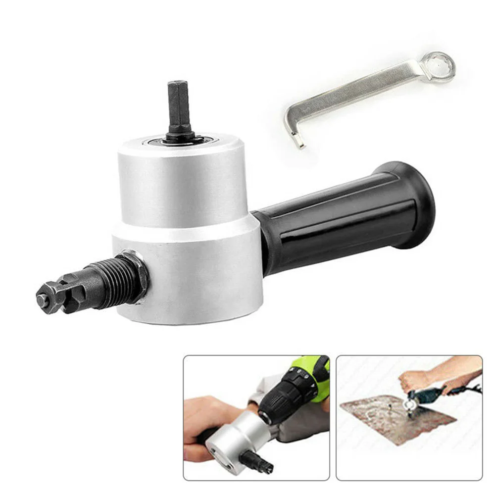 

DRELD Metal Cutting Double Head Sheet Nibbler Hole Saw Cutter Cutting Tool Power Drill Attachment Tackle Car Repair Metal Tool