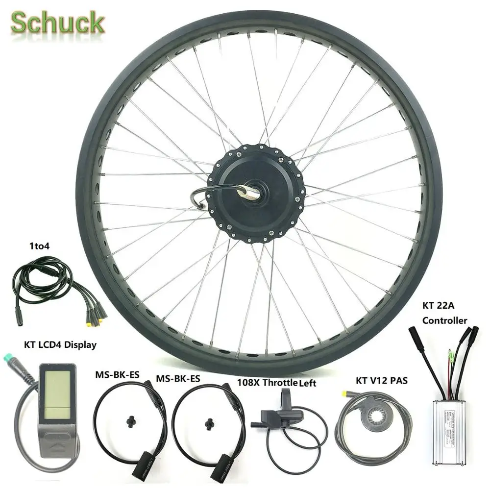 baratas Schuck Impermeável Snowbike 48 V 500 W Roda Dianteira 20 ''com Kt Lcd4 Display/MS-BK-ES/ktv12 Pas/108x Esquerda Acelerador/controlador Kt22a