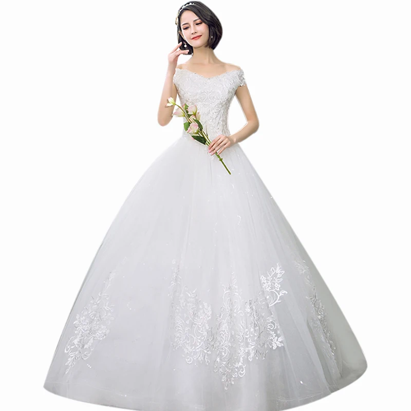 

Elegant Wedding Gowns It's Yiiya AR703 Embroidery Lace Vestidos De Novia 2020 Off Shoulder Wedding Dress Long Wedding Dresses