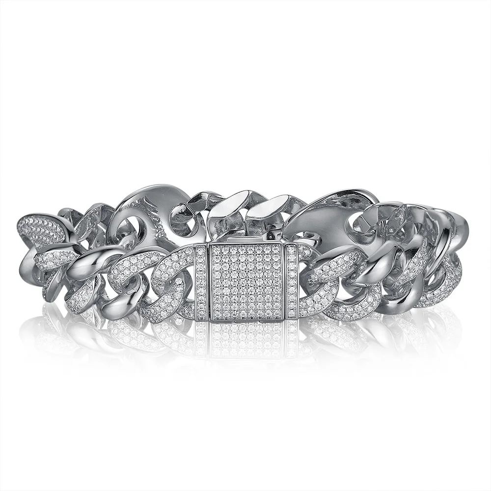 

Luxury Zircon CZ Hip Hop Miami Cuban Link Chain 16mm Pig Nose Bracelet Men Necklace Dropshipping Black Jewelry Rapper Jewelry