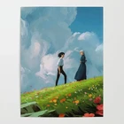 Настенная картина на холсте, декоративный постер с HD-печатью для дома, с изображением воющего замка, модульное аниме цветочное изображение для гостиной