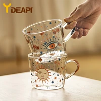 ydeapi 500ml creative scale glass mug breakfast mlik coffe cup household couple water cup sun eye pattern drinkware