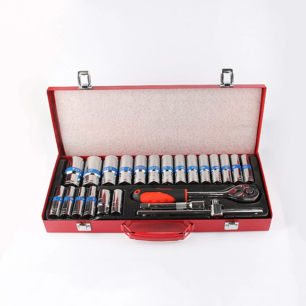 

23 Pieces / Sets of Home Car Repair Tool Set Combination Lengthened Sleeve Tool Set Wrench Head Ratchet Ratchet Sleeve Wrench