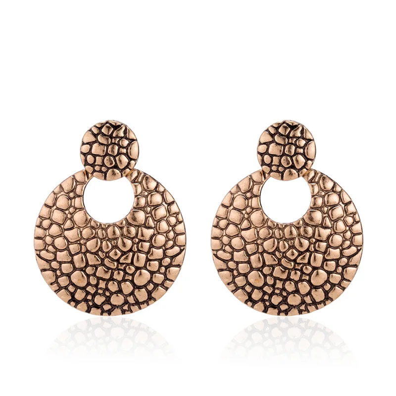 

Fashion Vintage Gold Lychee Earrings for Women Jewelry Creative Tortoise Cracked Metal New Earrings Exaggerated Big Earings
