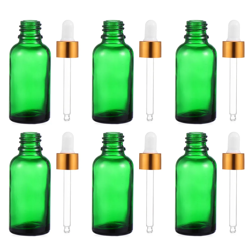 

6pcs 30ml Refillable Dropper Bottles Glass Essence Bottle Essential Oil Vial