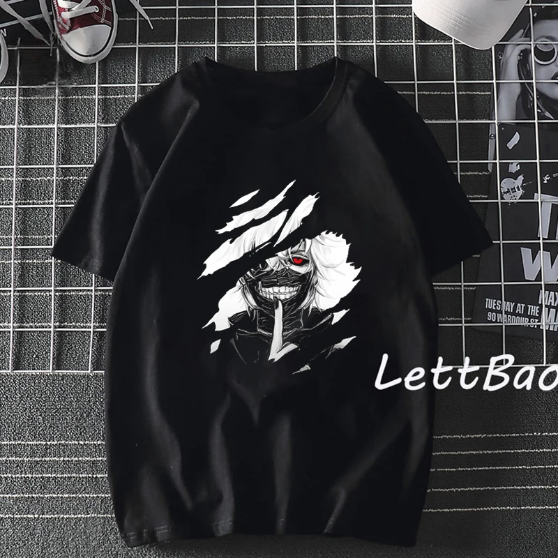 

2021 Ken Kaneki Manga Tokyo Ghoul Anime Manga T-shirt Cartoon Mooie Losse unisex T-shirt hight quality cotton couple clothes