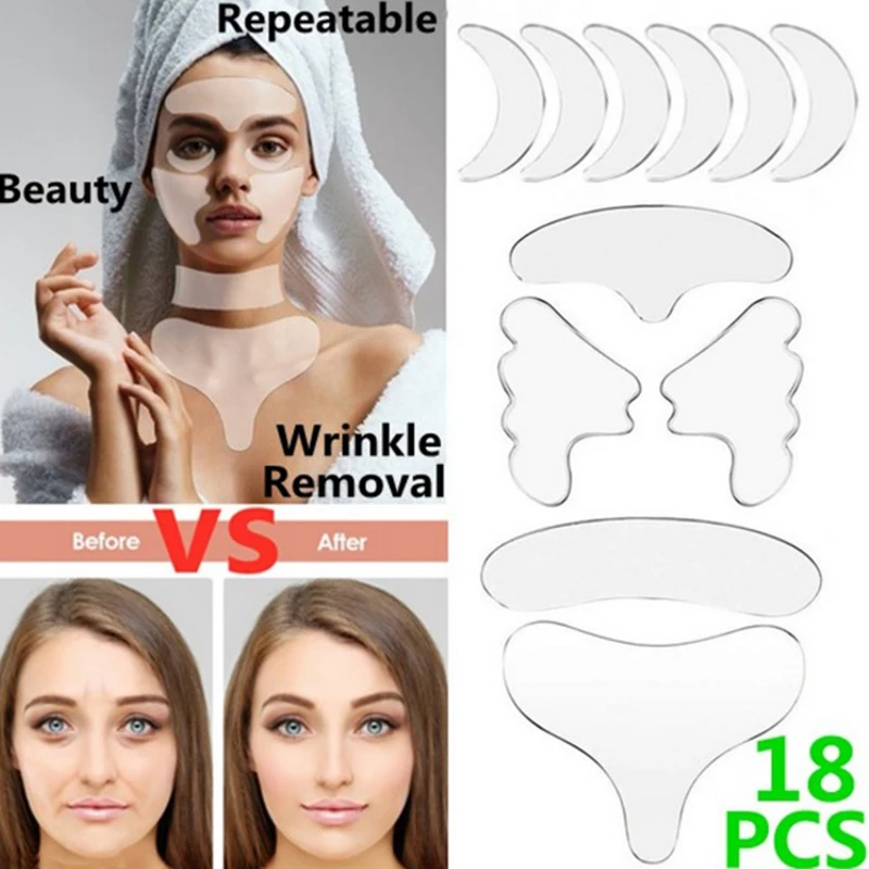 

11/16/18Pcs Face Eye Forehead Patch Silicone Lifting Pad Reusable Wrinkle Removal Sticker Anti Aging Skin Lifting Care Pads