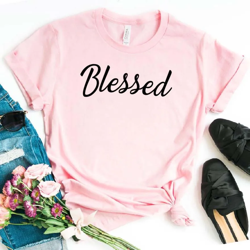 Blessed Letter Print T Shirt Women Short Sleeve O Neck Loose Tshirt Ladies Summer Fashion Tee Tops Clothes | Женская одежда