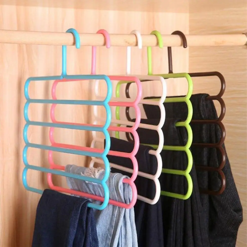 

5 Layers Pants Hangers Holders Trousers Hanger Storage Slip Clothes Rack Saver Space Wardrobe Closet Non Organizer Hanger B0k1