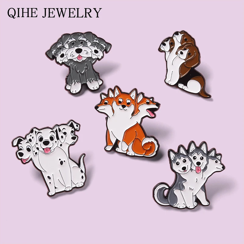 Брошь с трехсторонней собакой эмалированная брошь Cerberus модная мультяшная