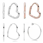 Женские асимметричные серьги-кольца S925, популярные серьги в форме сердца с розами, ювелирные изделия в подарок