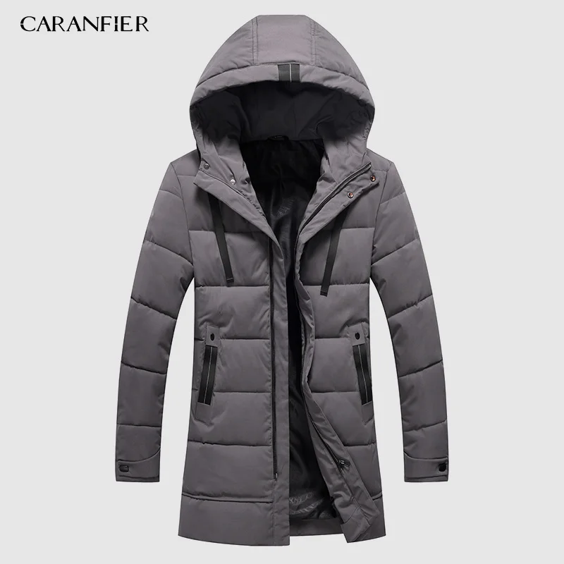 CARANFIER 6XL 7XL 8XL мужская длинная парка Теплая Зимняя брендовая куртка Роскошная водолазка с капюшоном и воротником ветрозащитная мужская одежда в сдержанном стиле