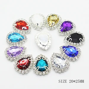 Разноцветные акриловые пуговицы 10 шт.лот 20*25 мм, металлические стразы, пуговицы для украшения свадебного платья, сделай сам, аксессуары для ручной работы