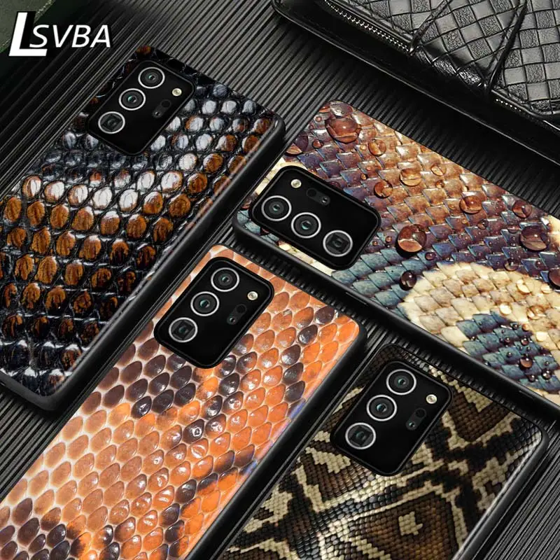 

Snake Skin For Samsung S20 FE Ultra Plus A91 A81 A71 A42 A51 5G UW A41 A31 A21 A21S A11 A01 Black Phone Case