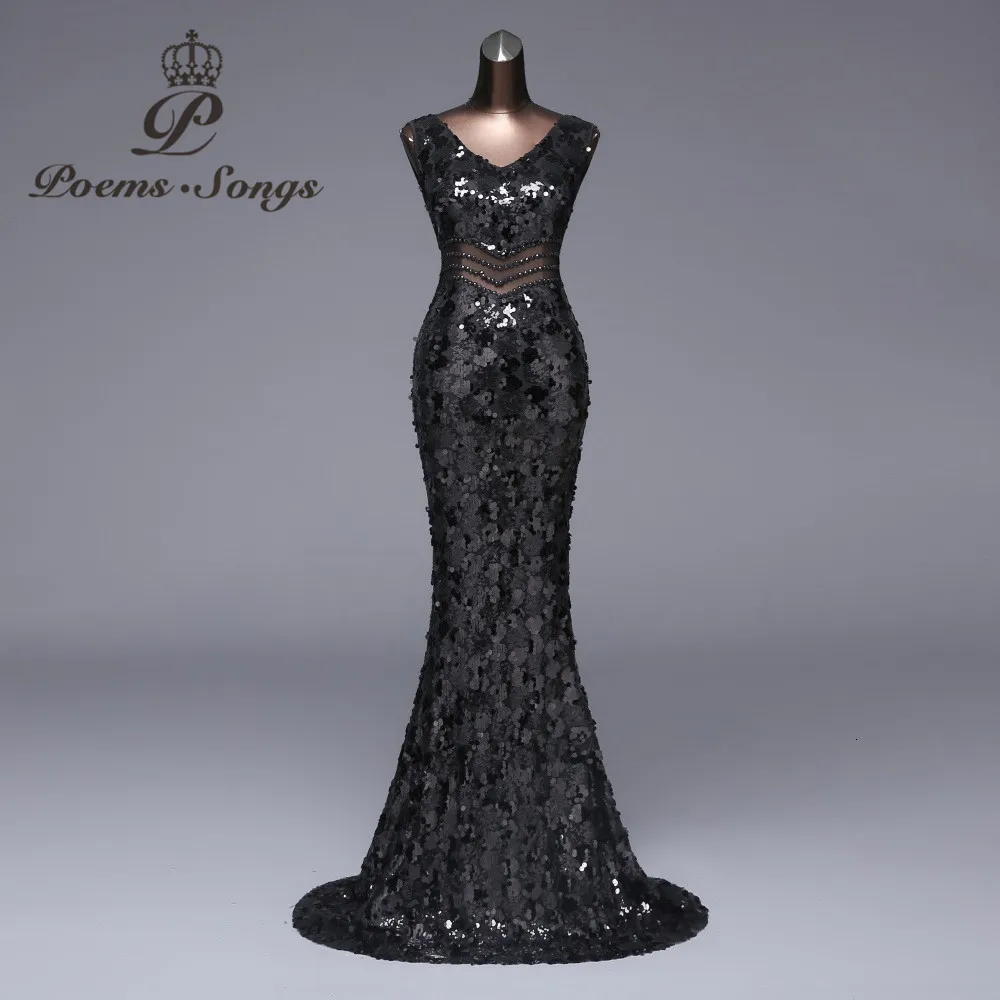 Стихи песни сексуальное приталенное вечернее платье вечерние платья vestido de festa Роскошный Черный блесток халат longue Выпускные платья светоотражающее платье