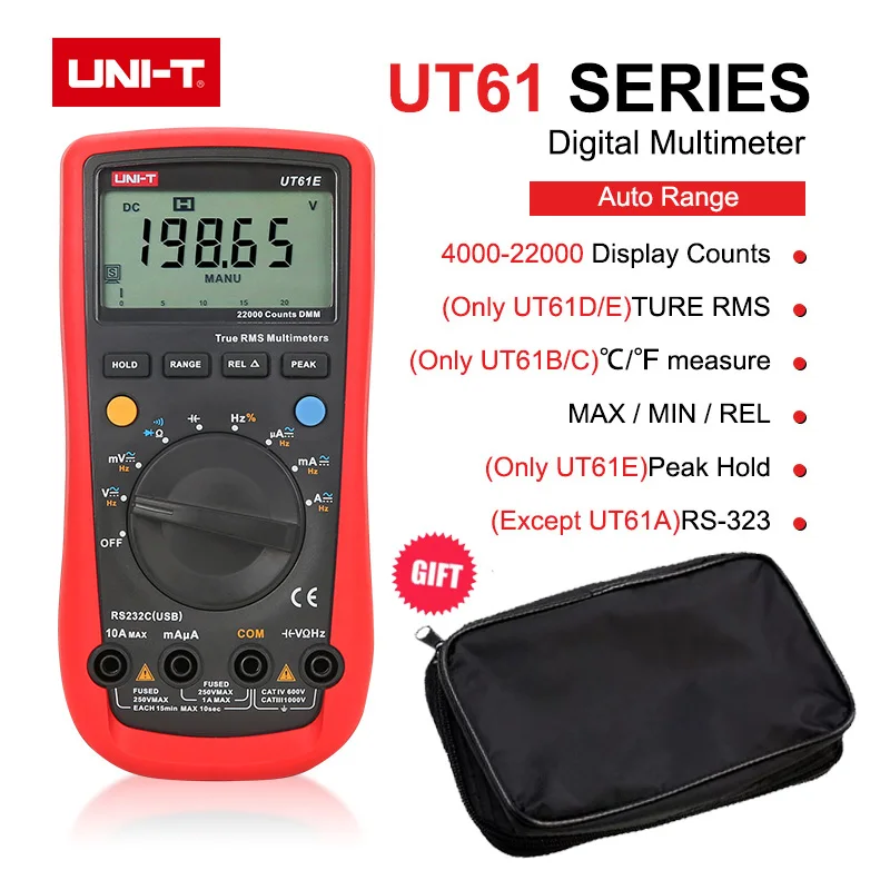 UNI T UT61E Цифровой мультиметр USB Тестер истинного среднеквадратичного значения