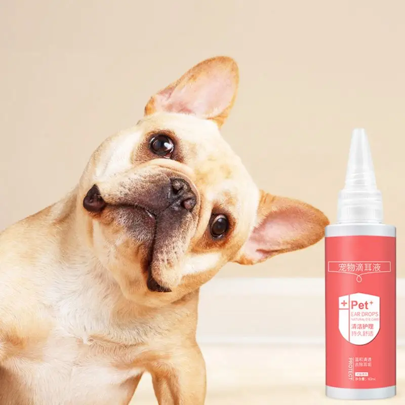 

C5AD 1Bottle 60ML Pet Ear Cleaner Cat Dog Ear Mites Infection Treatment Grooming Kit