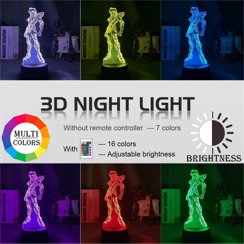

Saint Seiya Knights of The Zodiac Led Night Light for Kids Bedroom Decoration USB Battery Powered Table Lamp Anime