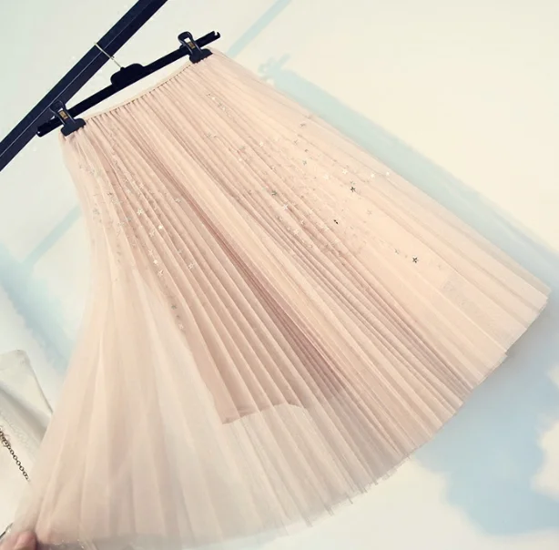 Женская фатиновая Юбка До Колена с блестками и звездами Милая юбка-пачка в стиле