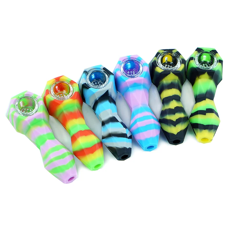 3 шт. портативная силиконовая трубка для курения табака с стеклянной чашей