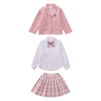 2021 autumn jk girls plaid suit teenage girl casual blazer pleated skirt white shirts kids clothes set spring girls outfits