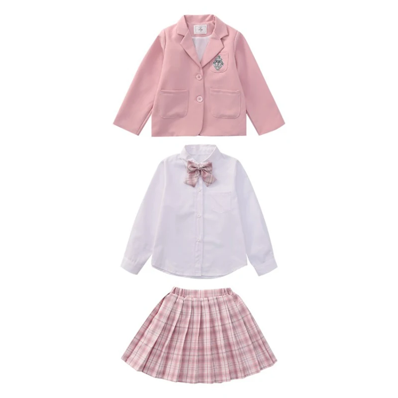 Осенний клетчатый костюм JK для девочек повседневный блейзер + плиссированная