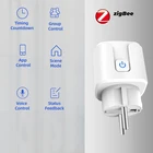 Смарт-розетка Tuya ZigBee, Беспроводная электрическая смарт-розетка с переходником, европейская и французская вилка, совместима с приложением Smart Life